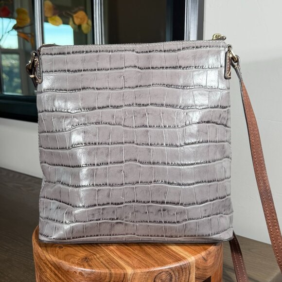 Dooney & Bourke Gray Croc-Embossed Leather Oakdale Crossbody Bag - Picture 3 of 15